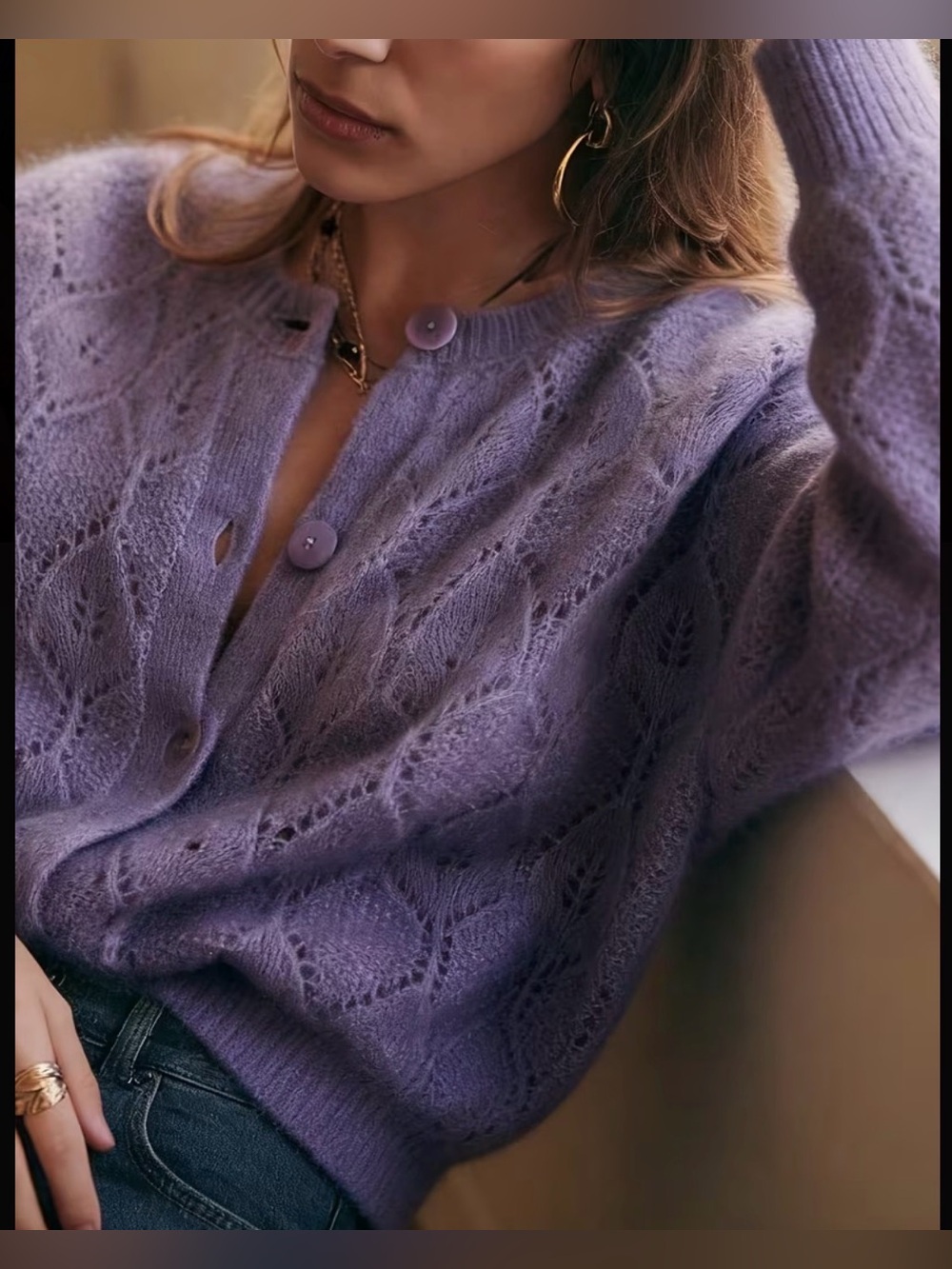 Heather Purple Mohair Cardigan